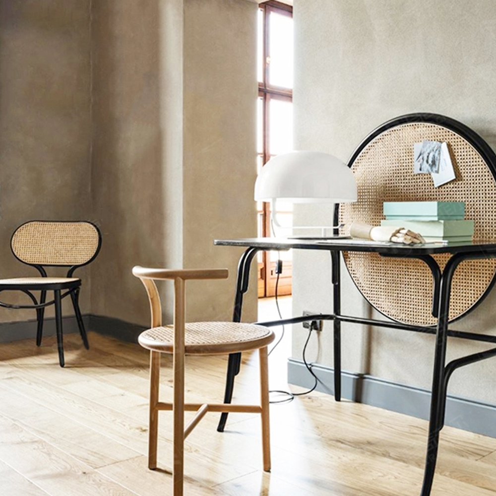 Письменный стол с круглой плетёной панелью для крепления заметок Allegory