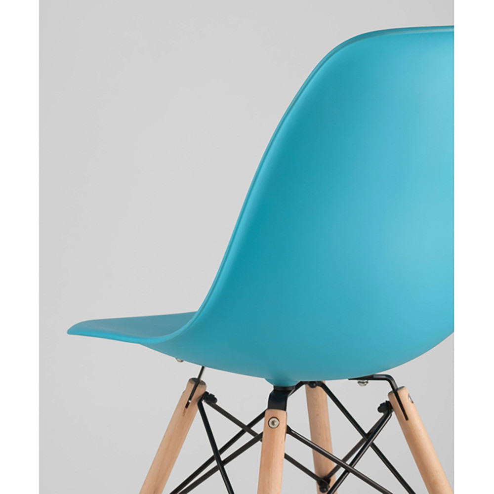Пластиковый стул на ножках из массива бука Eames Torquoise