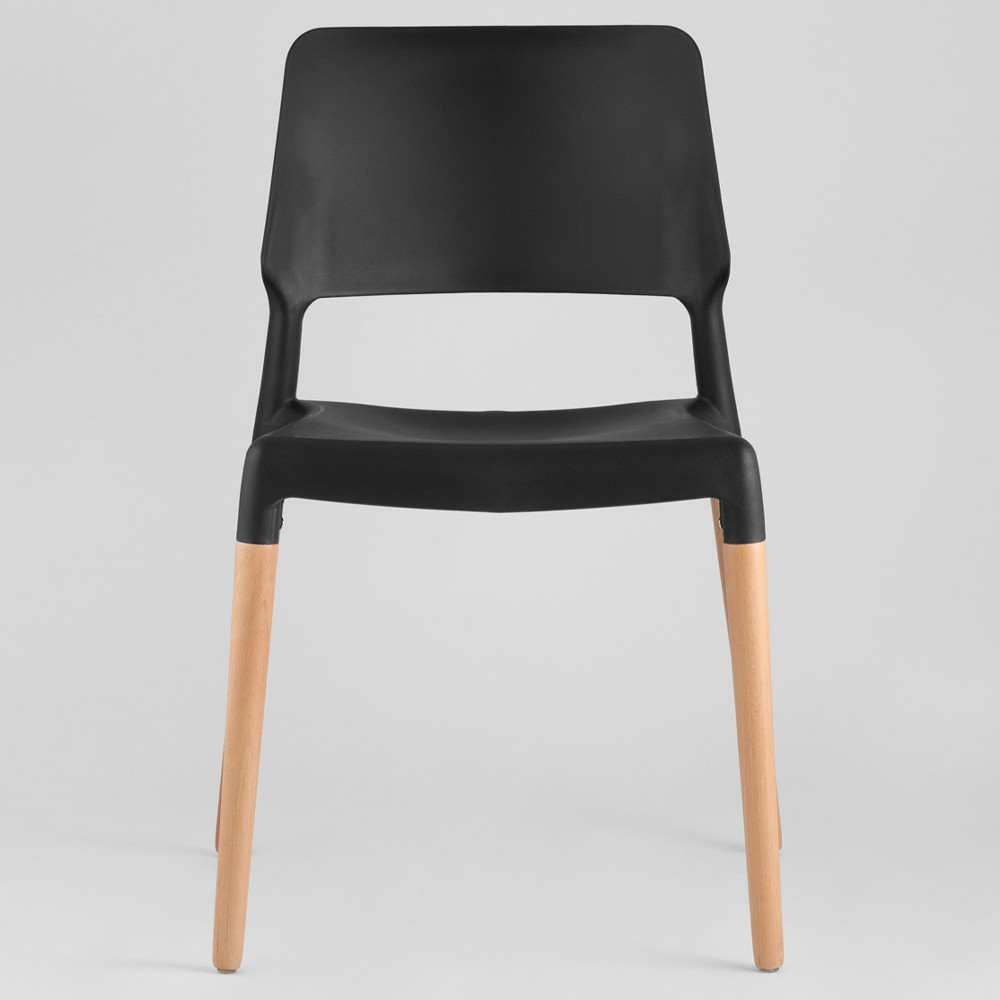 Пластиковый стул на ножках из массива бука Ferret Black 4 шт