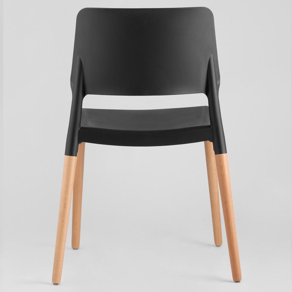 Пластиковый стул на ножках из массива бука Ferret Black 4 шт