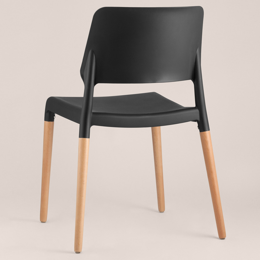 Пластиковый стул на ножках из массива бука Ferret Black 4 шт