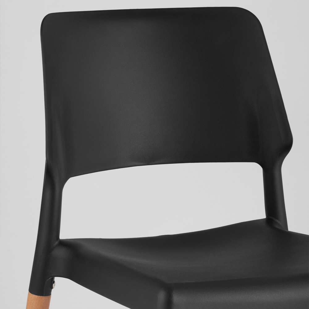 Пластиковый стул на ножках из массива бука Ferret Black 4 шт