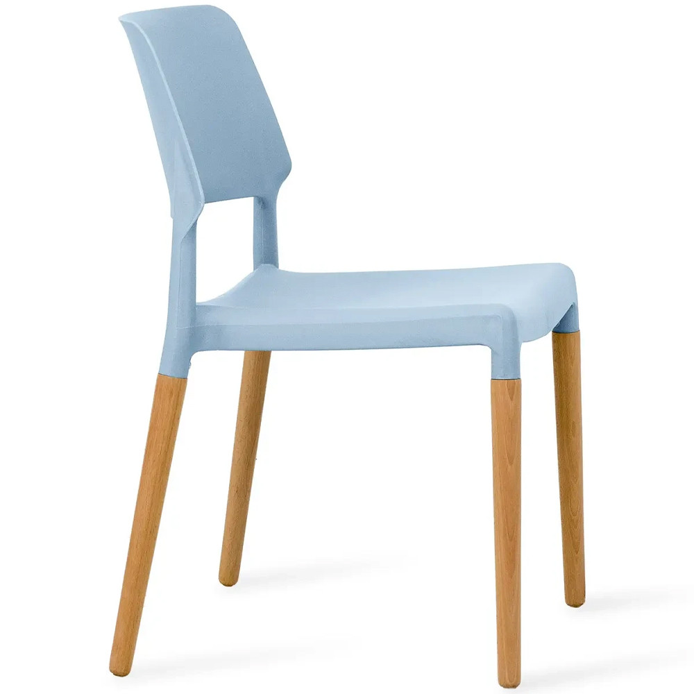 Пластиковый стул на ножках из массива бука Ferret Blue