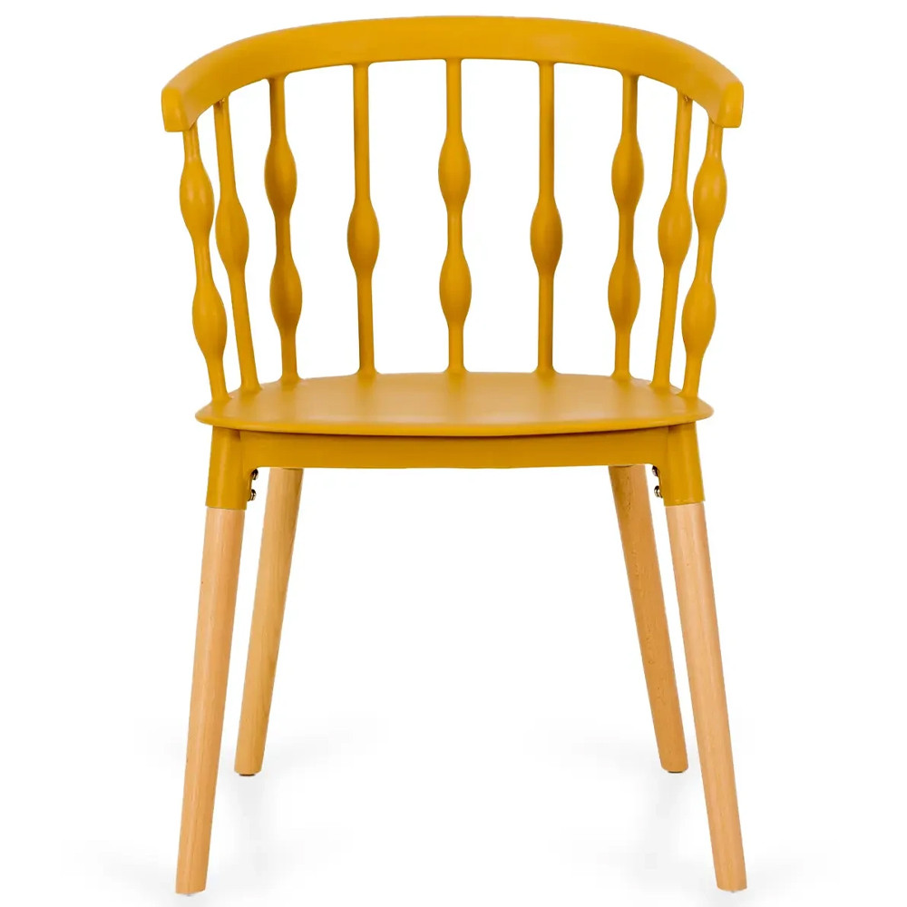 Пластиковый стул на ножках из массива бука Ferret Spiral Mustard