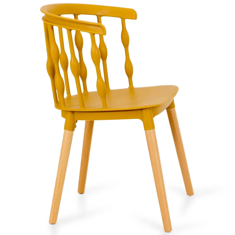 Пластиковый стул на ножках из массива бука Ferret Spiral Mustard