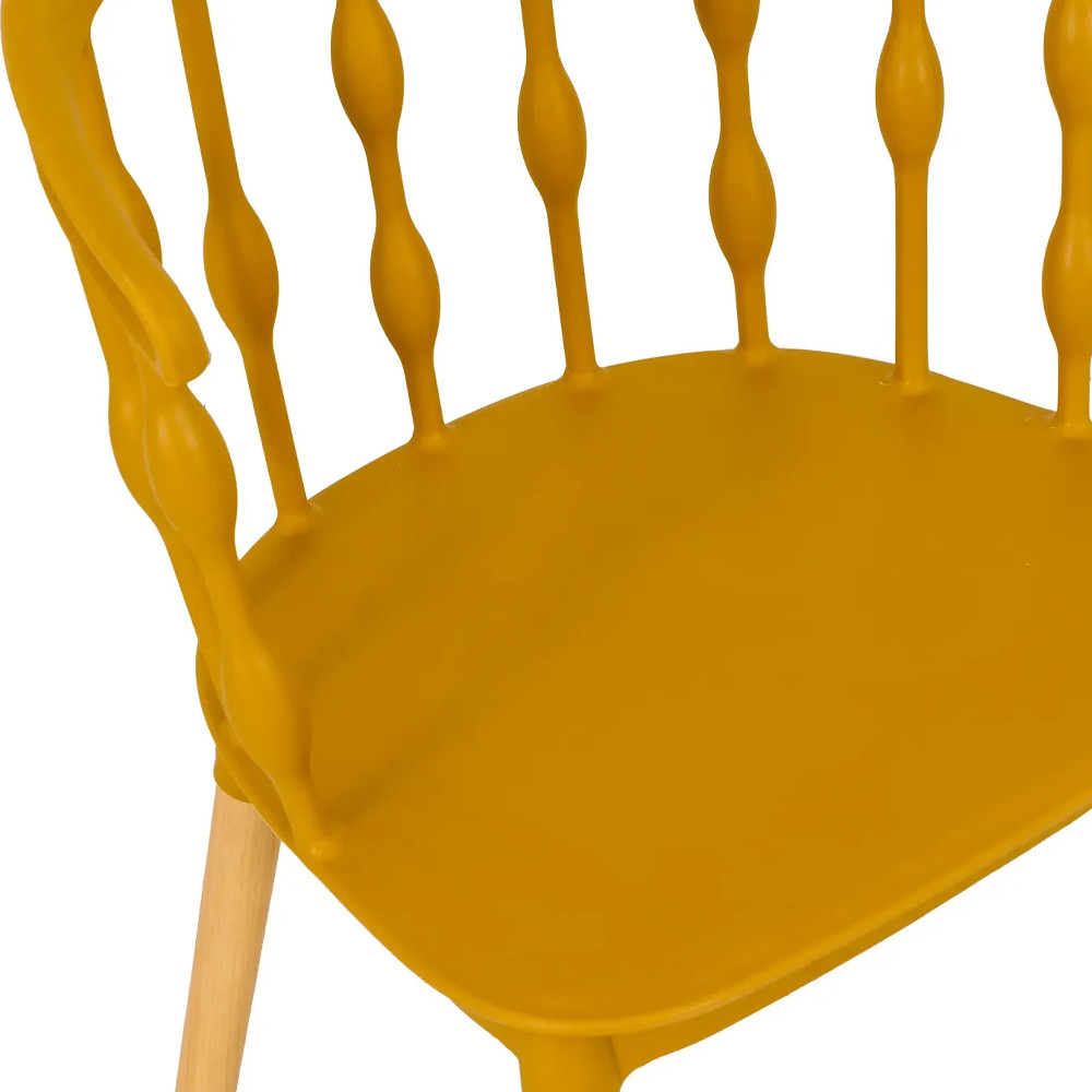 Пластиковый стул на ножках из массива бука Ferret Spiral Mustard