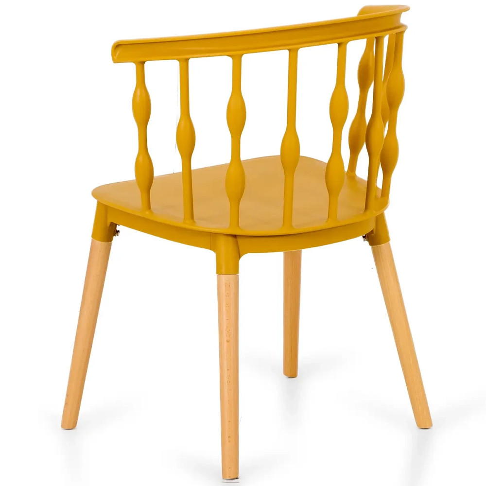 Пластиковый стул на ножках из массива бука Ferret Spiral Mustard