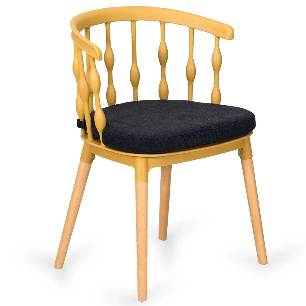 Пластиковый стул на ножках из массива бука Ferret Spiral Mustard