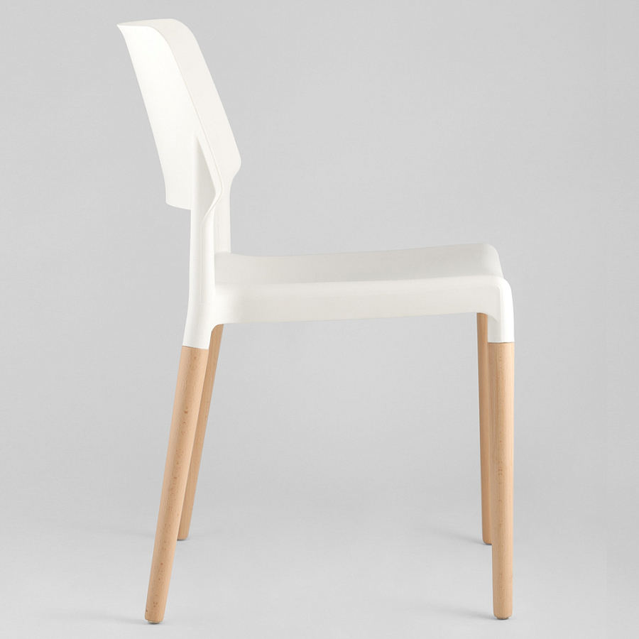 Пластиковый стул на ножках из массива бука Ferret White 4 шт