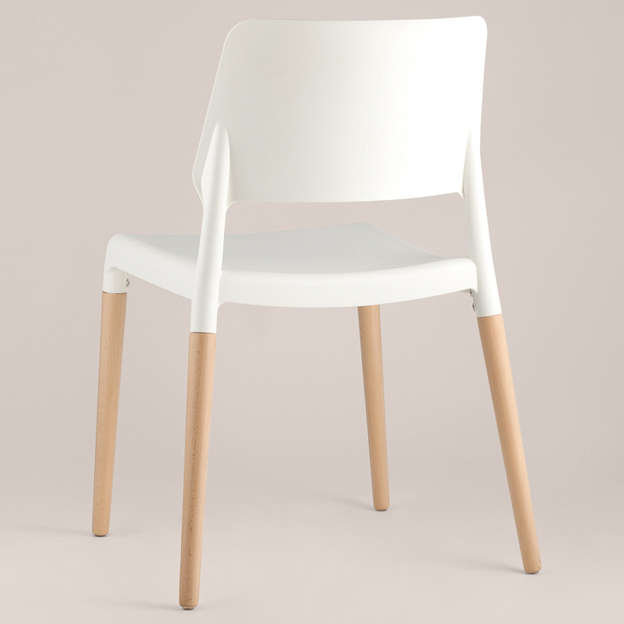 Пластиковый стул на ножках из массива бука Ferret White 4 шт