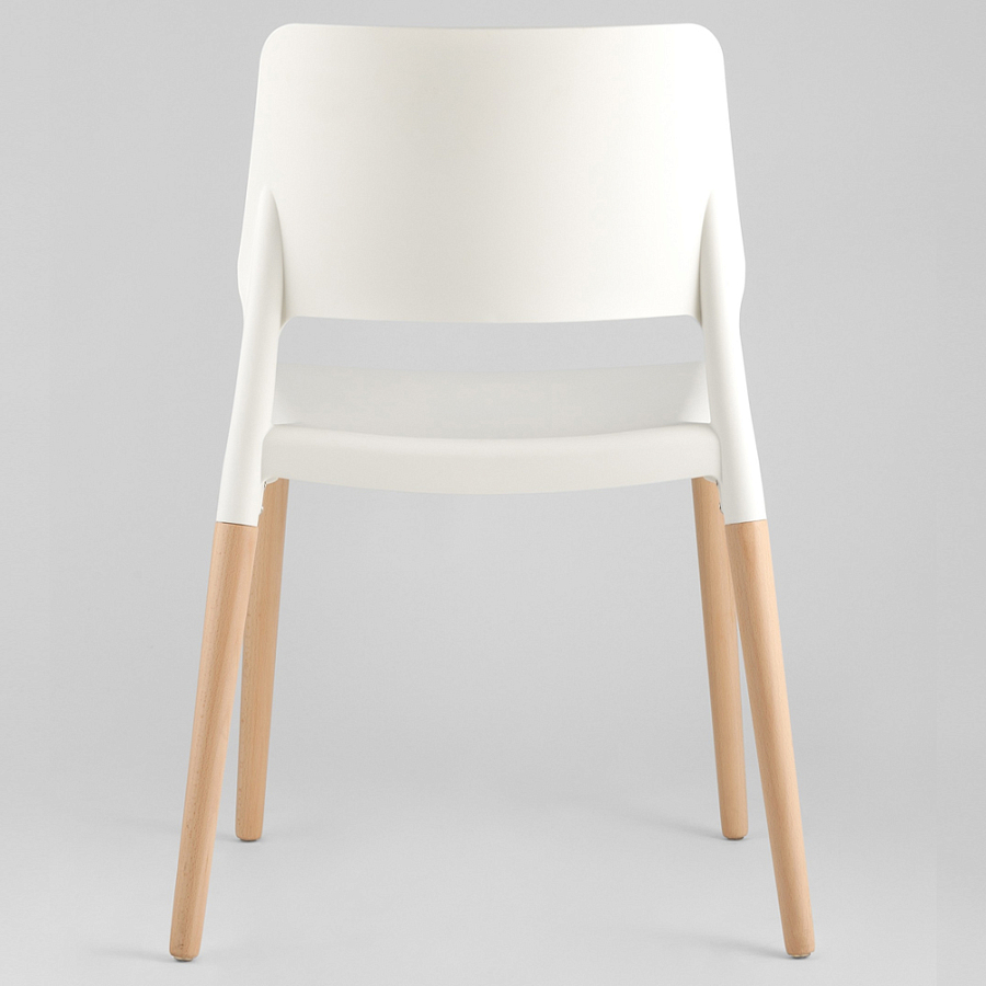 Пластиковый стул на ножках из массива бука Ferret White 4 шт