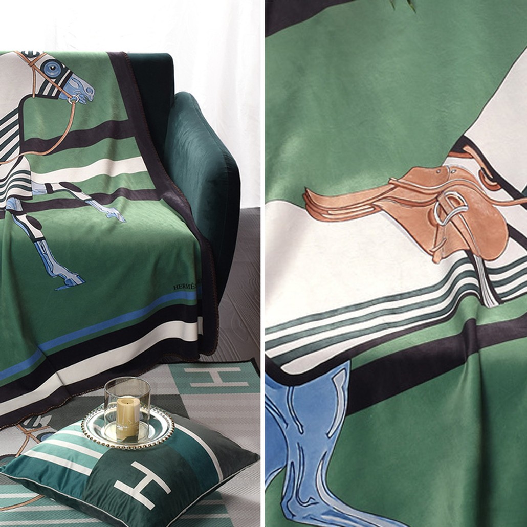 Плед Hermes Horse Green Plaid