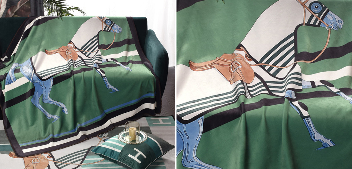 Плед Hermes Horse Green Plaid