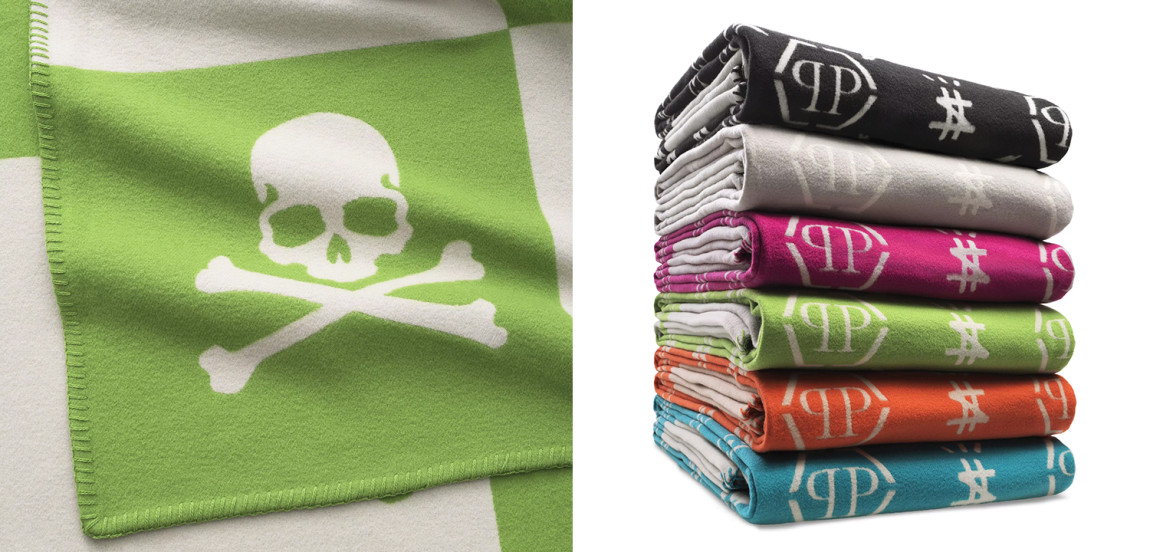 Плед Philipp Plein Plaid Cashmere Skul Green