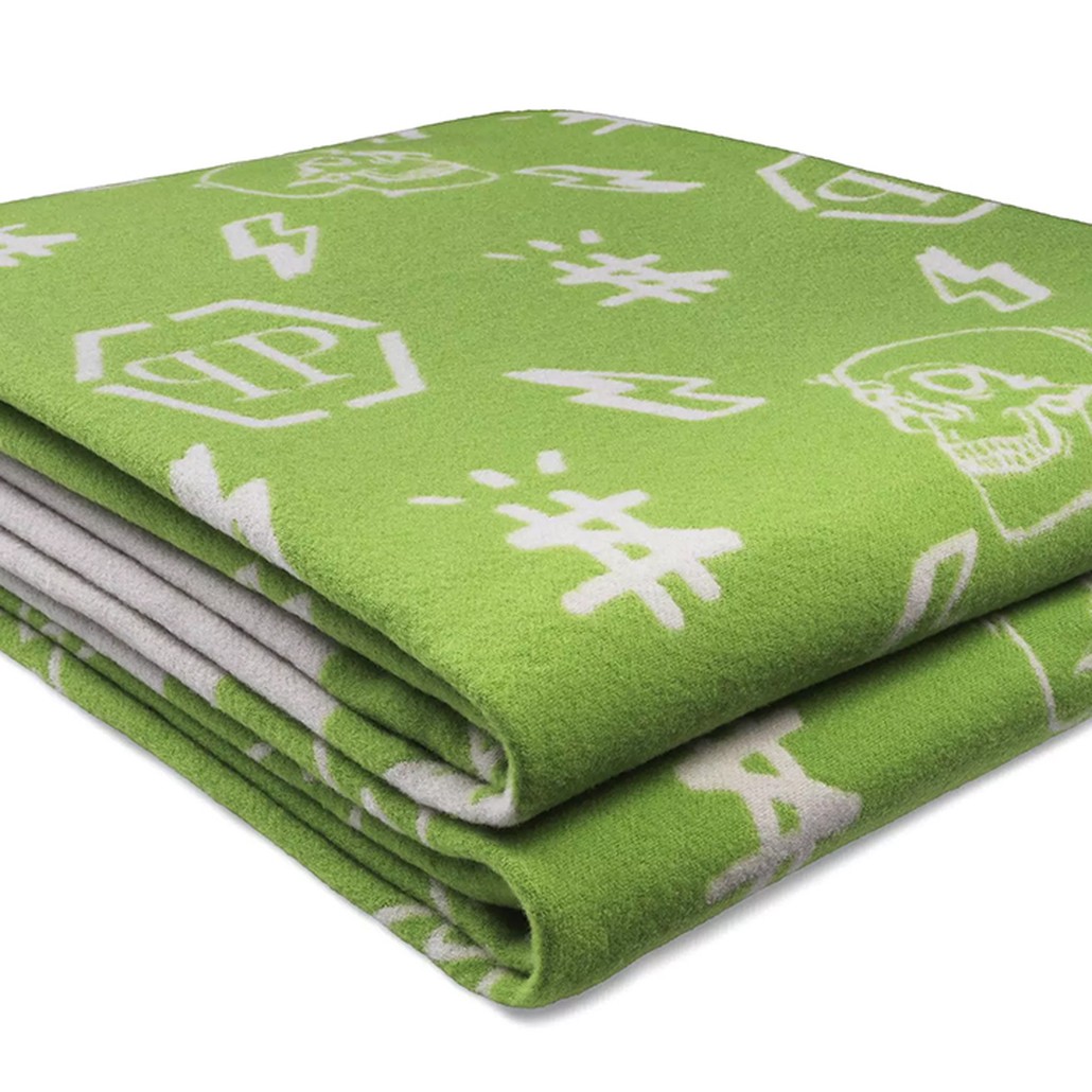 Плед Philipp Plein Plaid Cashmere Skul Green
