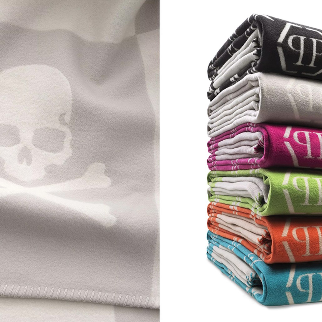 Плед Philipp Plein Plaid Cashmere Skull Grey