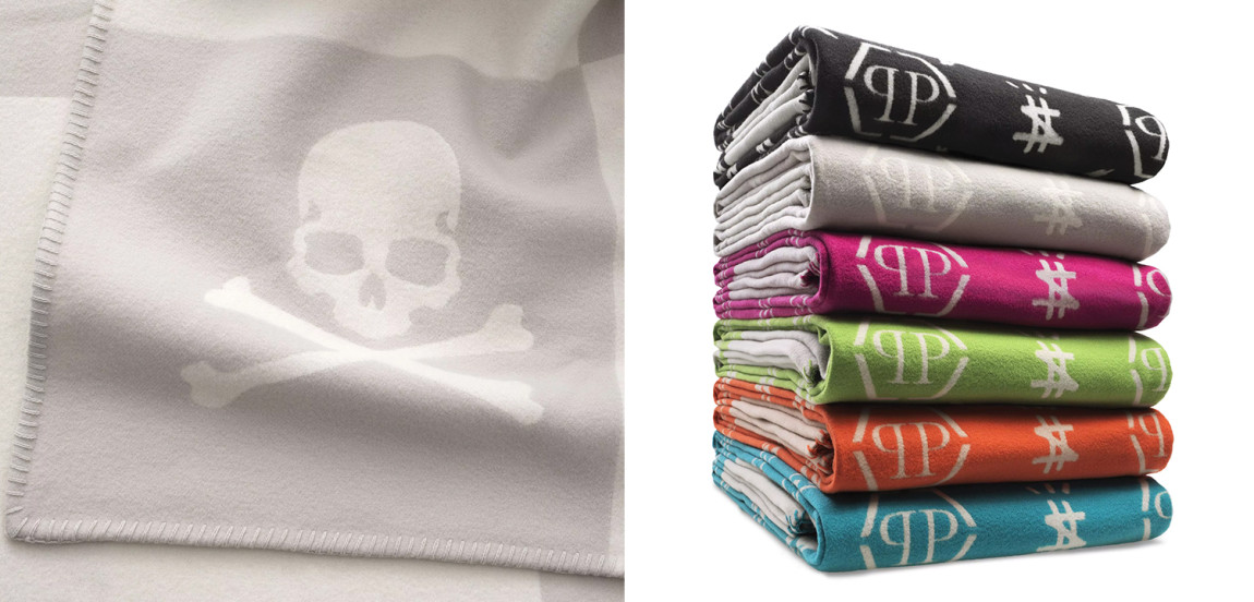 Плед Philipp Plein Plaid Cashmere Skull Grey
