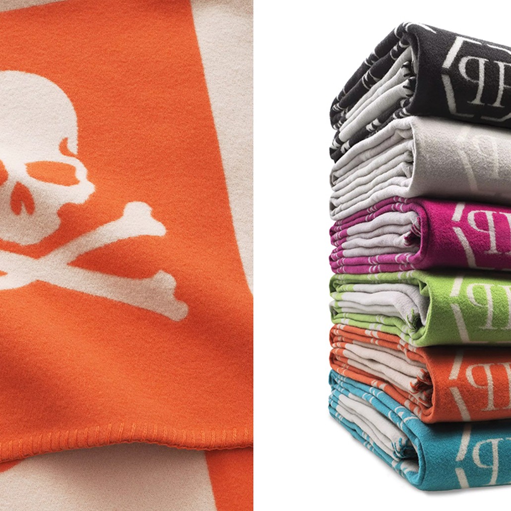 Плед Philipp Plein Plaid Cashmere Skull Orange