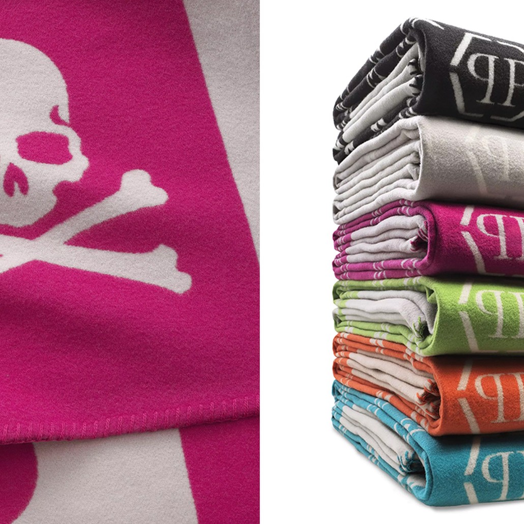 Плед Philipp Plein Plaid Cashmere Skull Pink