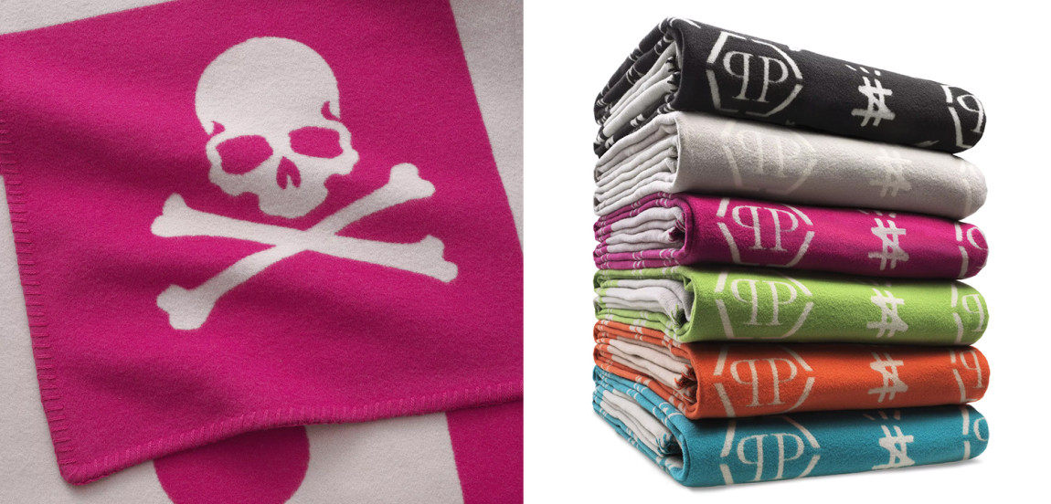 Плед Philipp Plein Plaid Cashmere Skull Pink