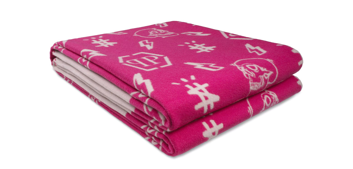 Плед Philipp Plein Plaid Cashmere Skull Pink