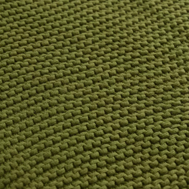 Плед из хлопка жемчужной вязки оливкового цвета Waffle Comfort