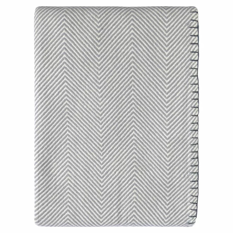 Плед из шерсти мериноса серого цвета 130×180 см Gray Waves