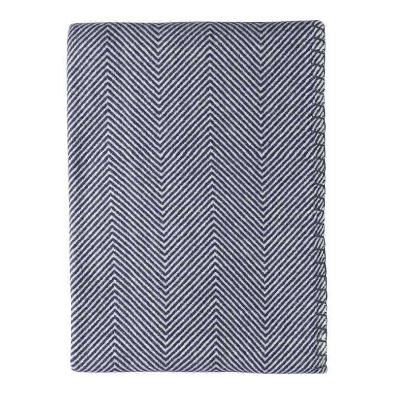 Плед из шерсти мериноса темно-синего цвета 130×180 см Indigo Waves