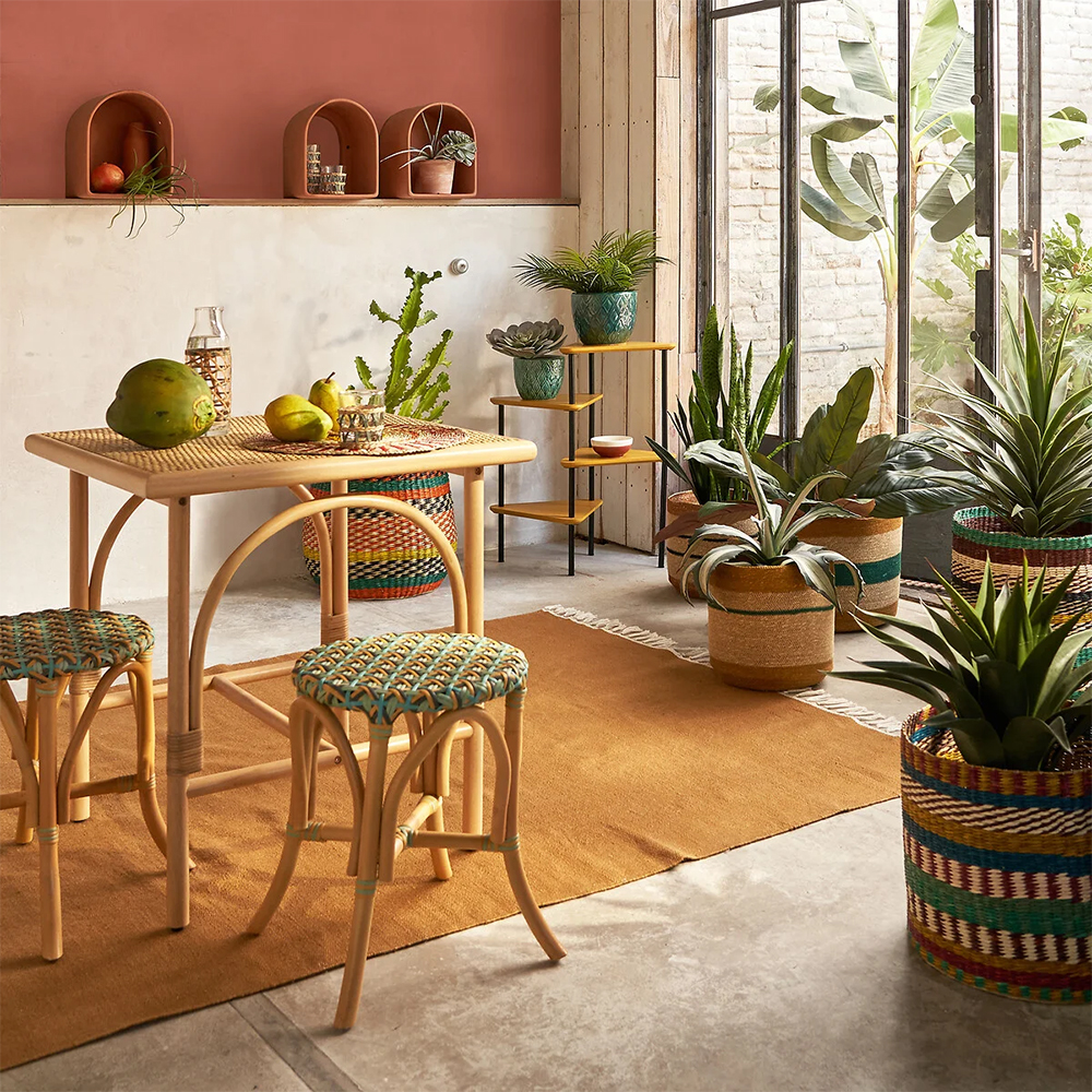 Плетеная корзина в полоску Okiro Wicker Basket