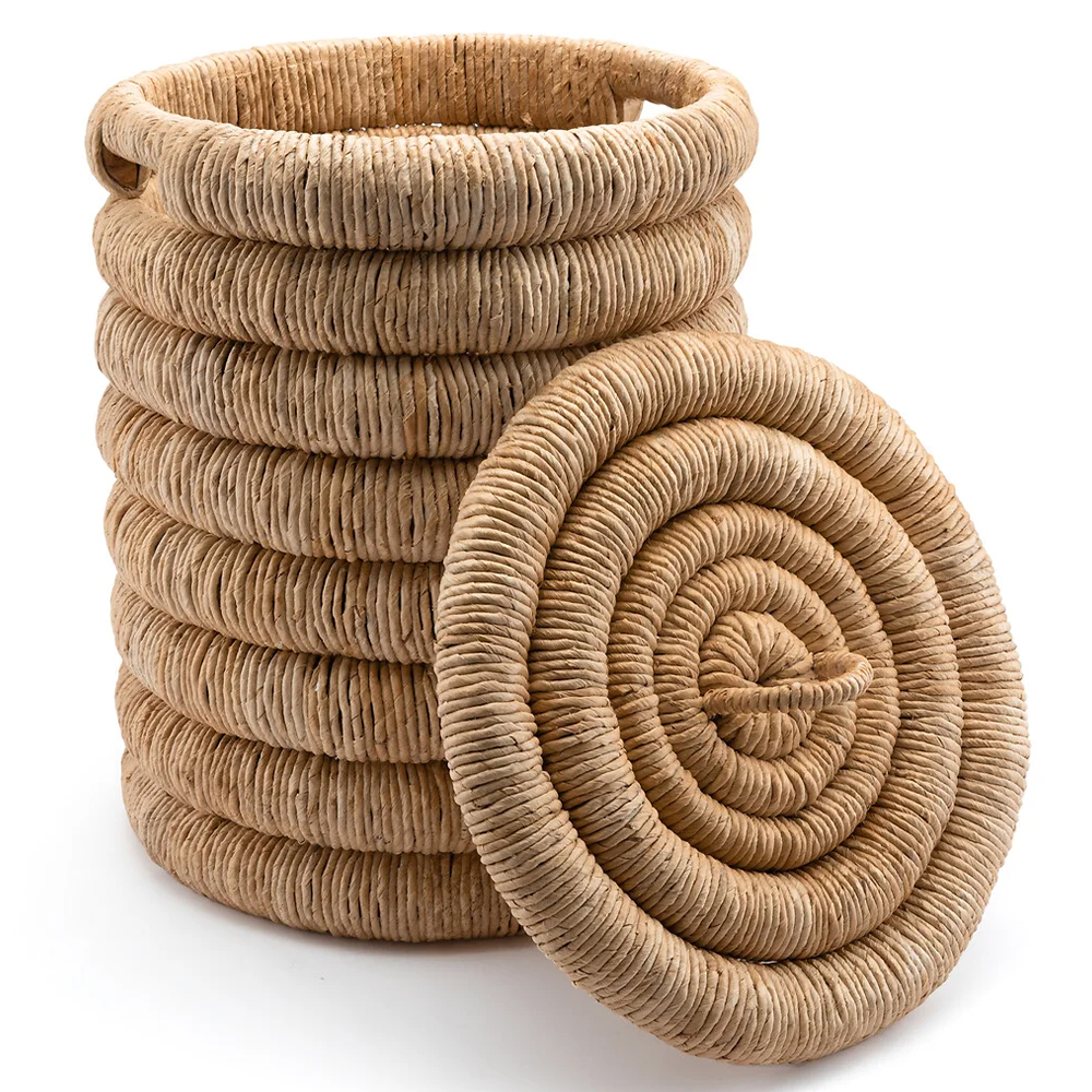 Плетеная корзина с крышкой из плетеного бананового дерева Zuwena Wicker Basket