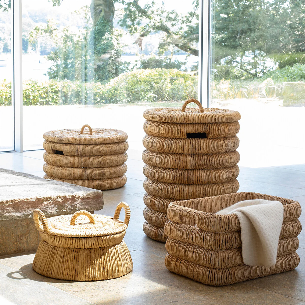 Плетеная корзина с крышкой из плетеного бананового дерева Zuwena Wicker Basket