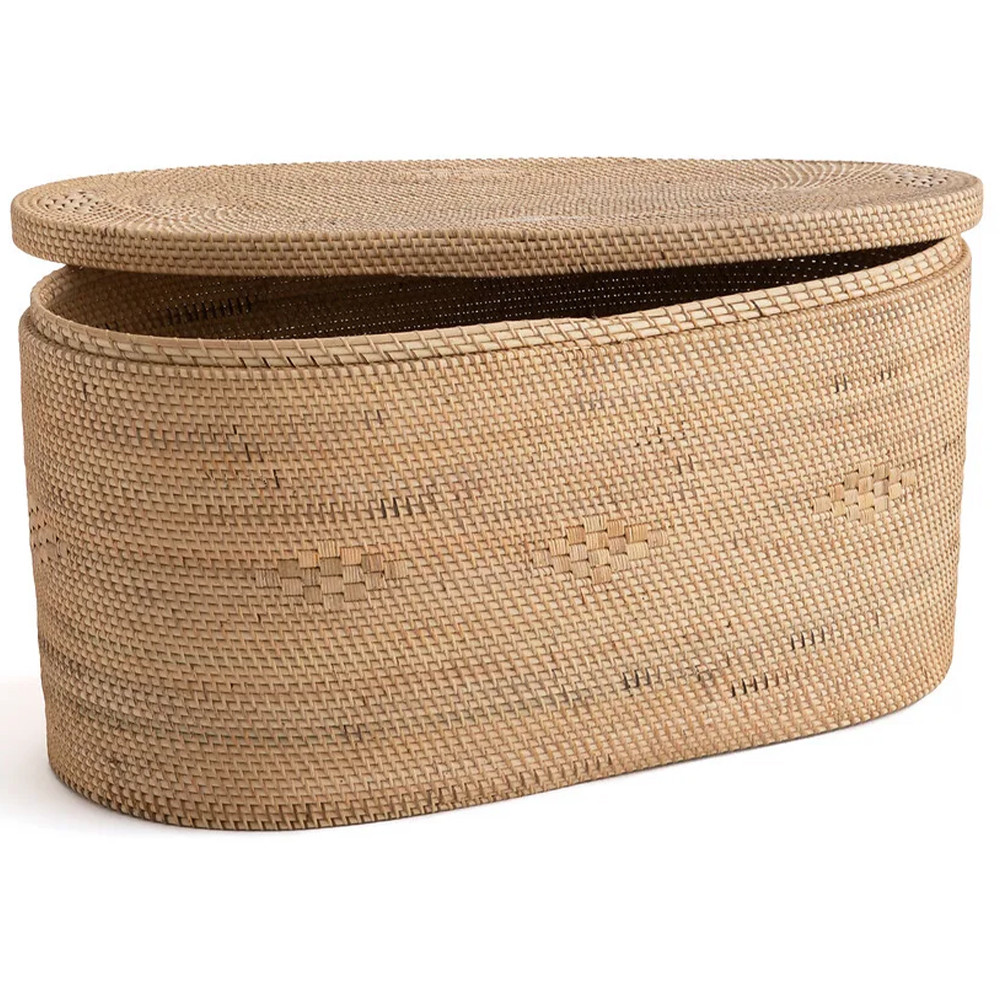 Плетеная овальная корзина с крышкой Shani Rattan Basket