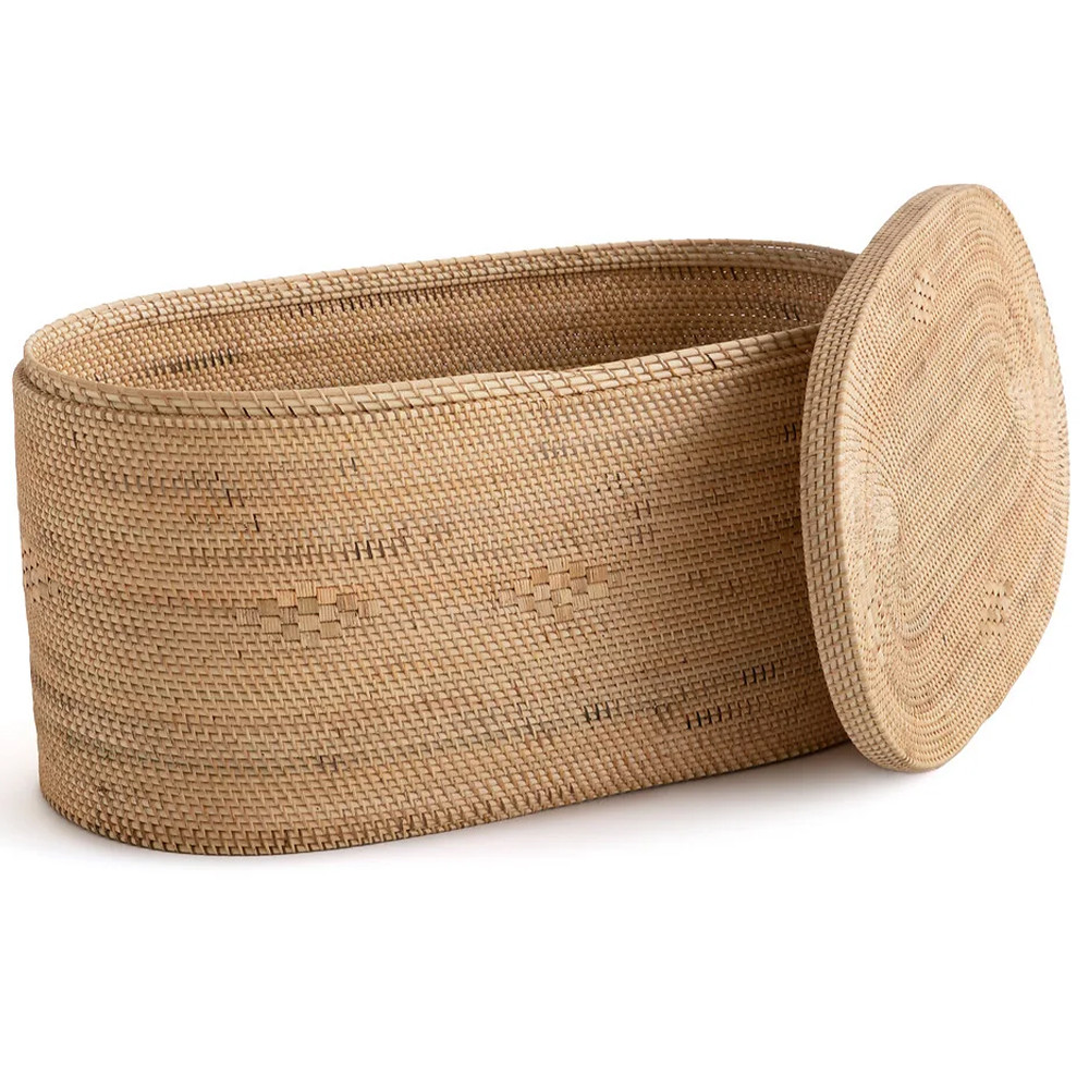 Плетеная овальная корзина с крышкой Shani Rattan Basket