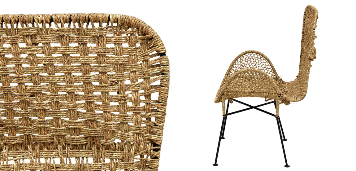 Плетеный стул на металлических ножках Tong Wicker Chair