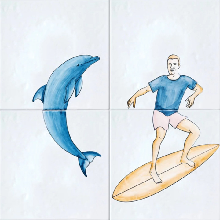 Плитка с узором Дельфин Серфингист