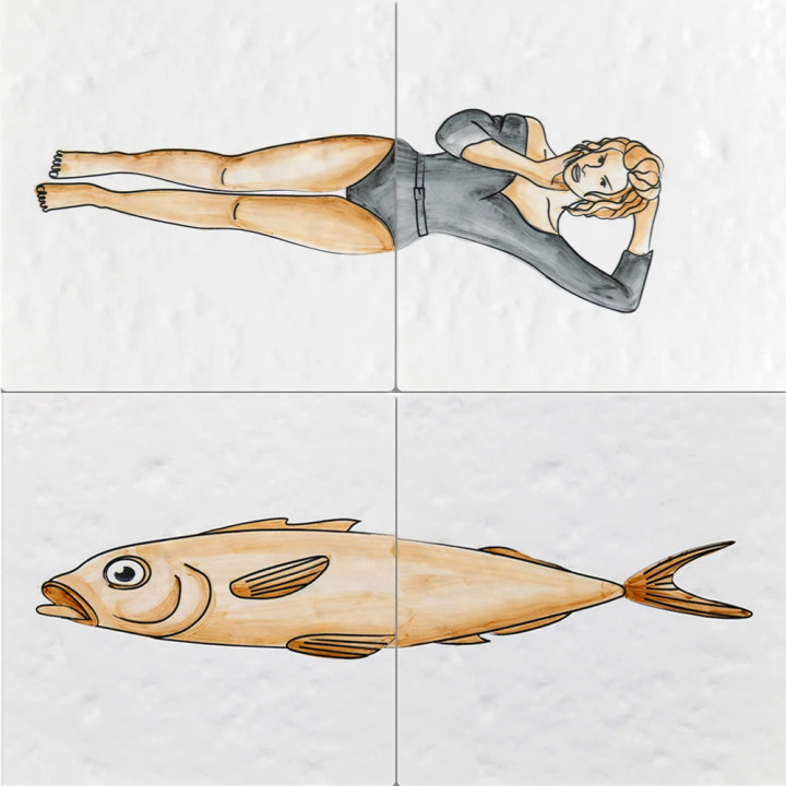 Плитка с узором Рыба Русалка