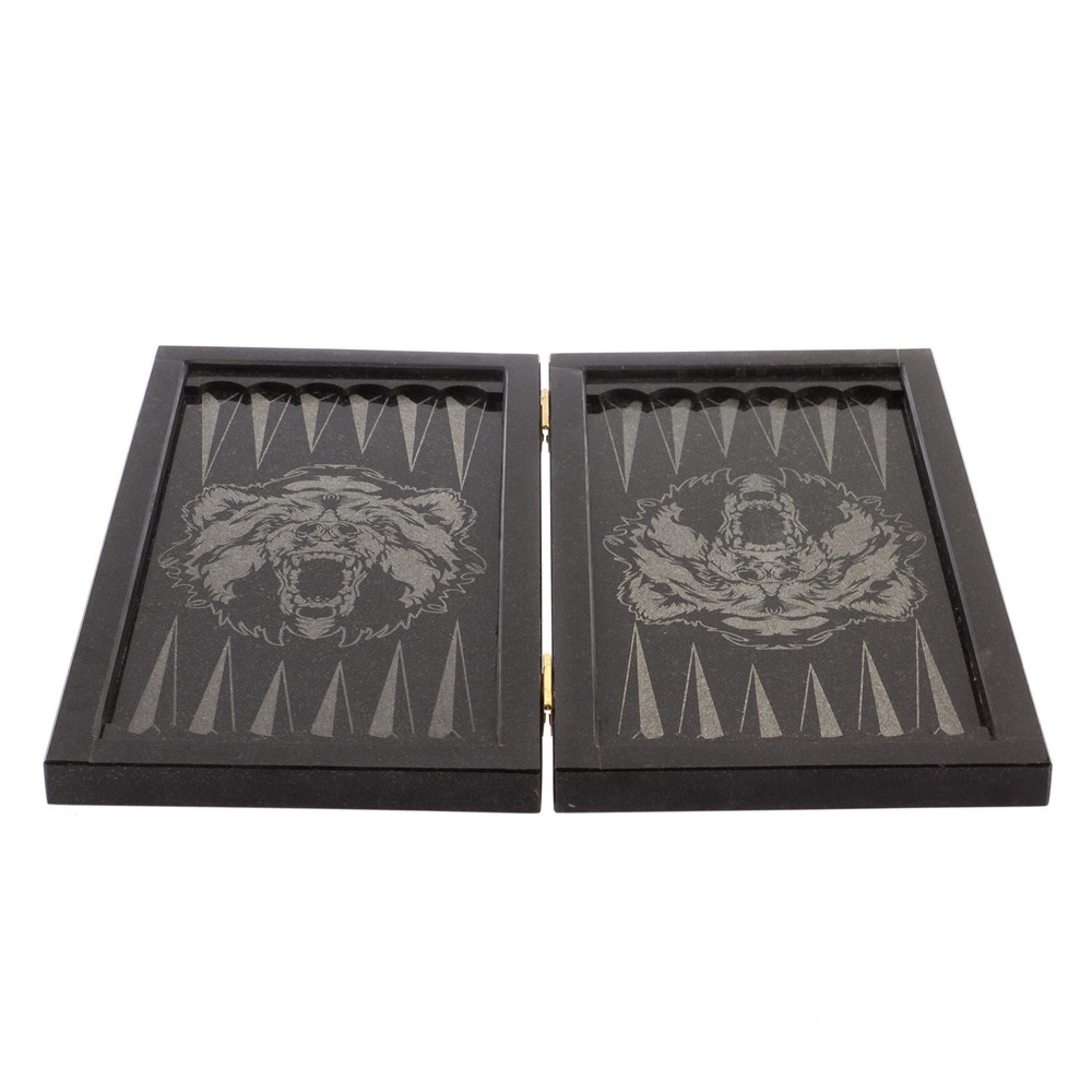 Подарочные нарды из натурального камня с гравировкой Backgammon from Stone