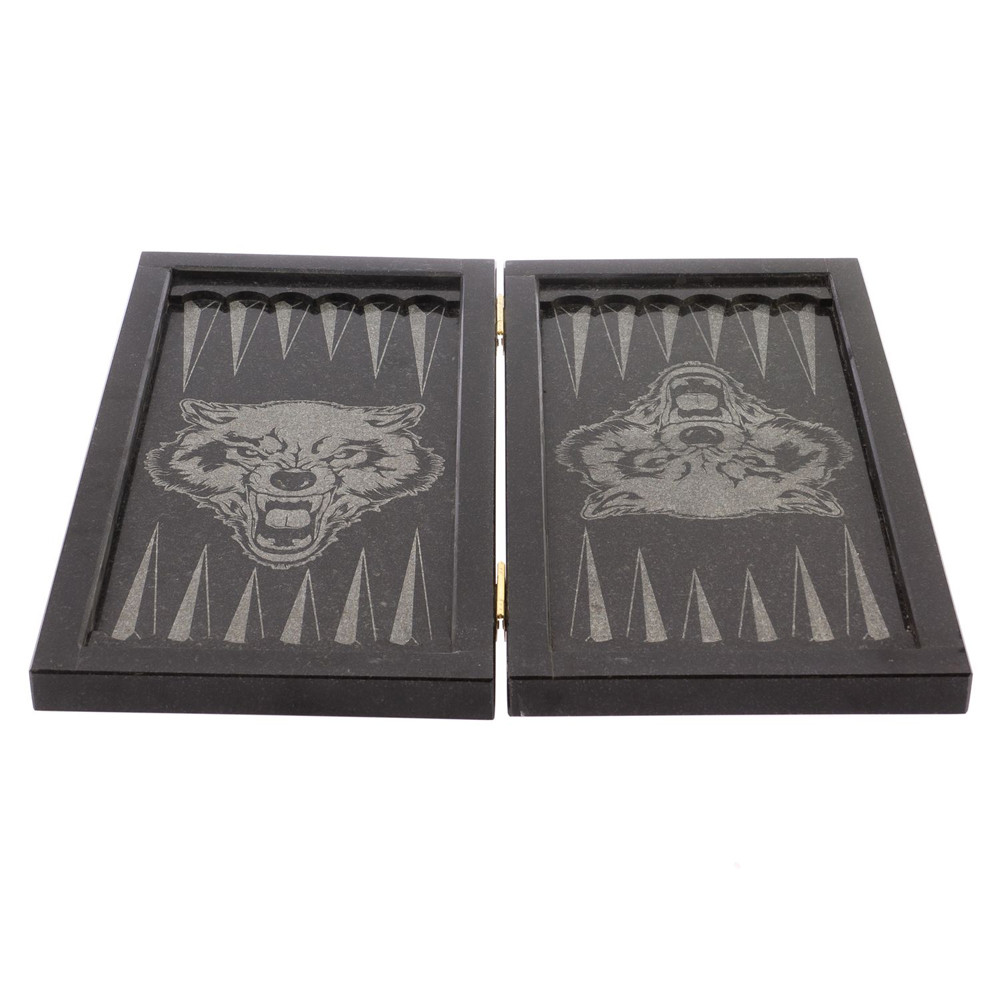Подарочные нарды из натурального камня с гравировкой Backgammon from Stone