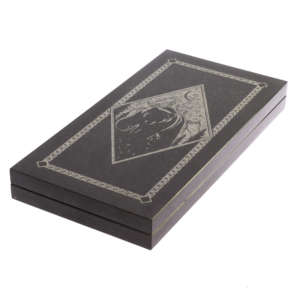 Подарочные нарды из натурального камня с гравировкой Backgammon from Stone