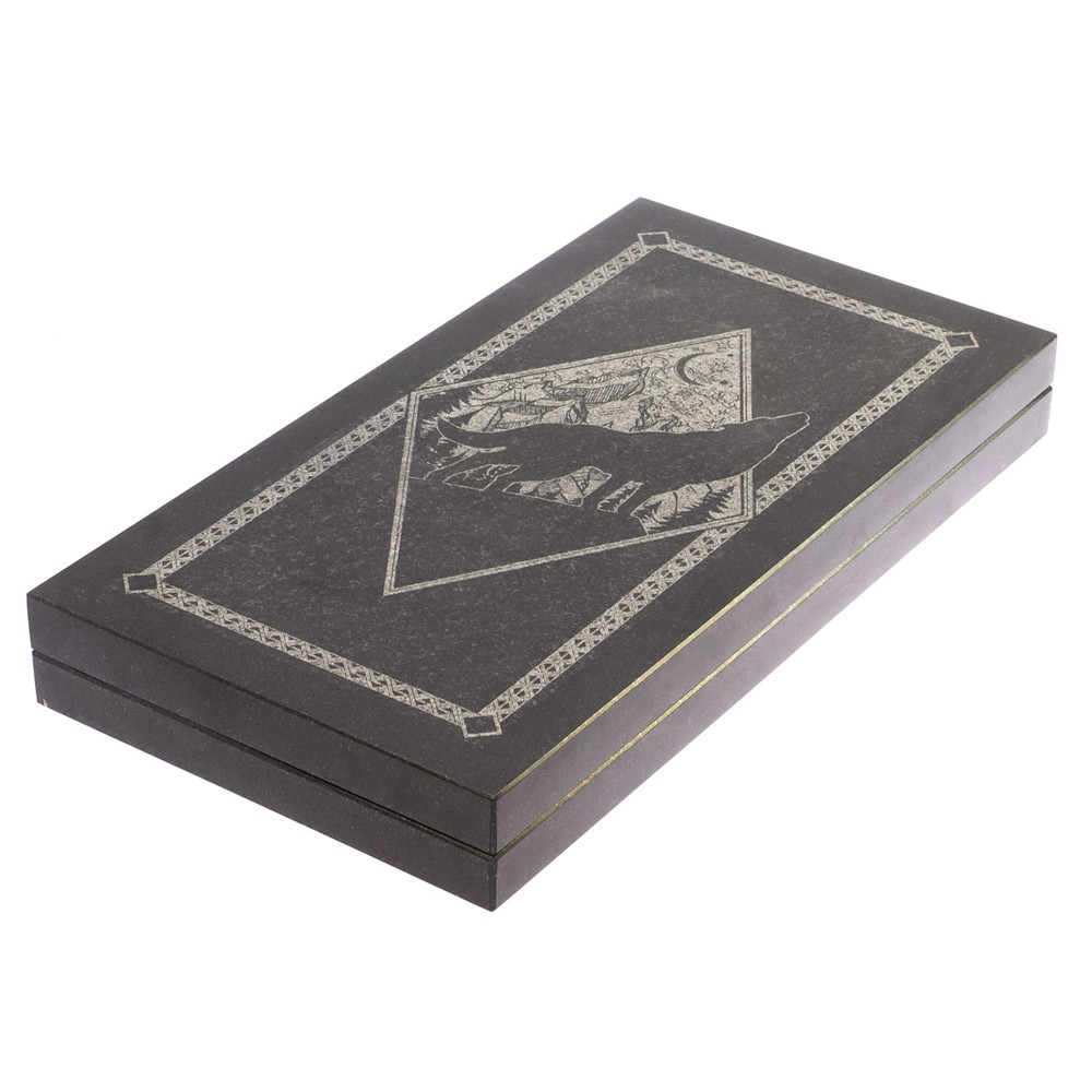 Подарочные нарды из натурального камня с гравировкой Backgammon from Stone