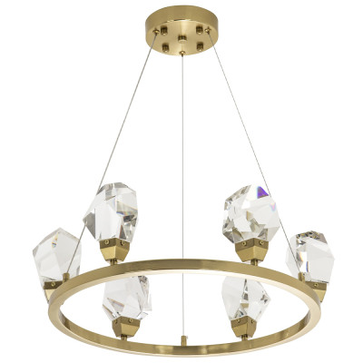Подвесная круглая люстра с хрустальными плафонами Esme Crystal Brass Ring Chandelier