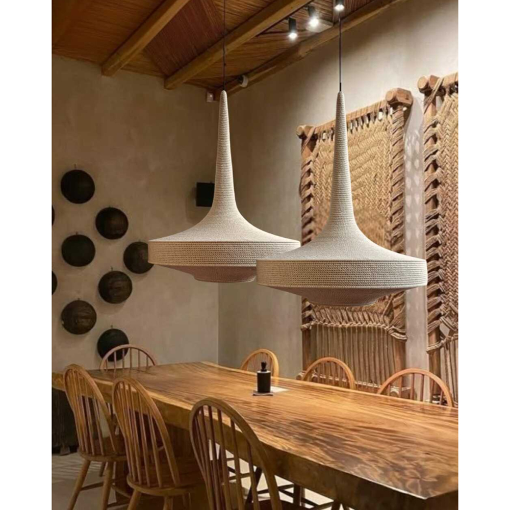 Подвесной вязаный бежевый светильник «Лампа Марракеша»