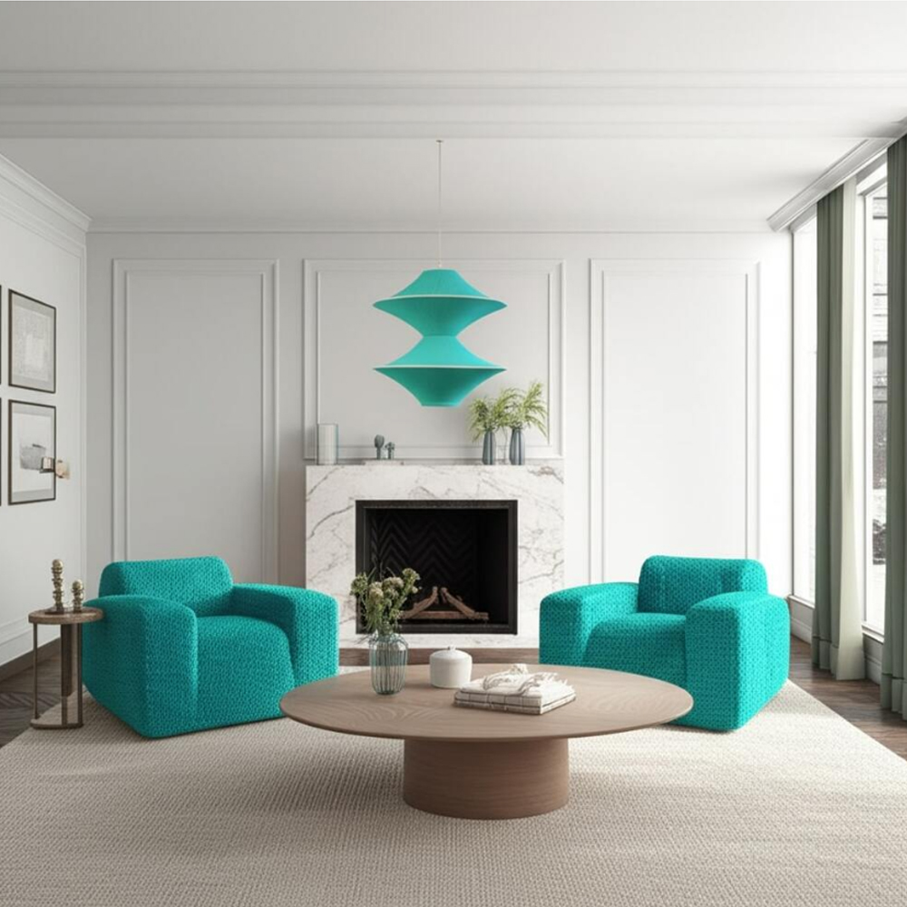 Подвесной вязаный бирюзовый светильник «Звезда Востока 02»