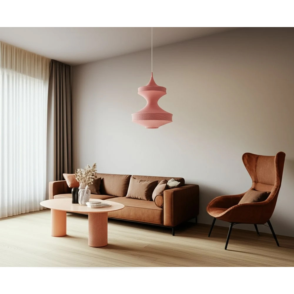 Подвесной вязаный розовый светильник «Моника»