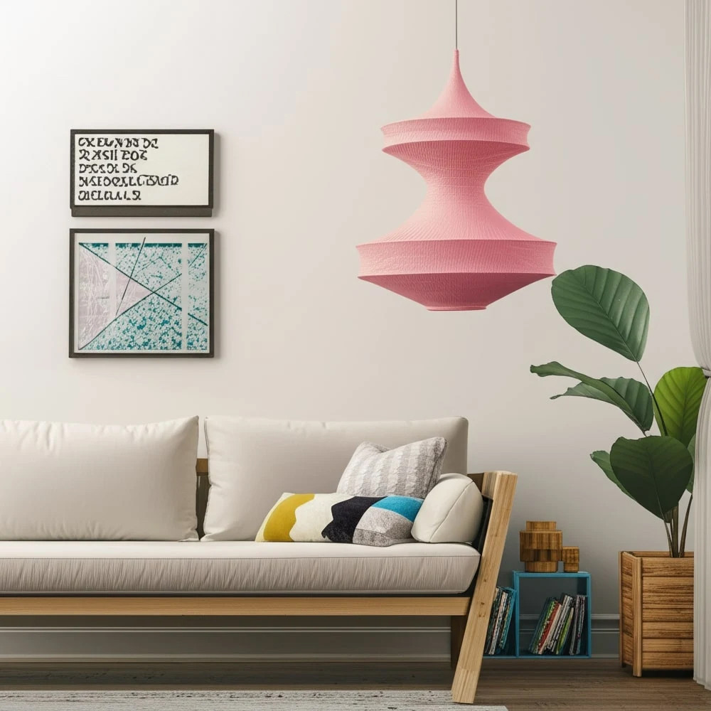 Подвесной вязаный розовый светильник «Моника»