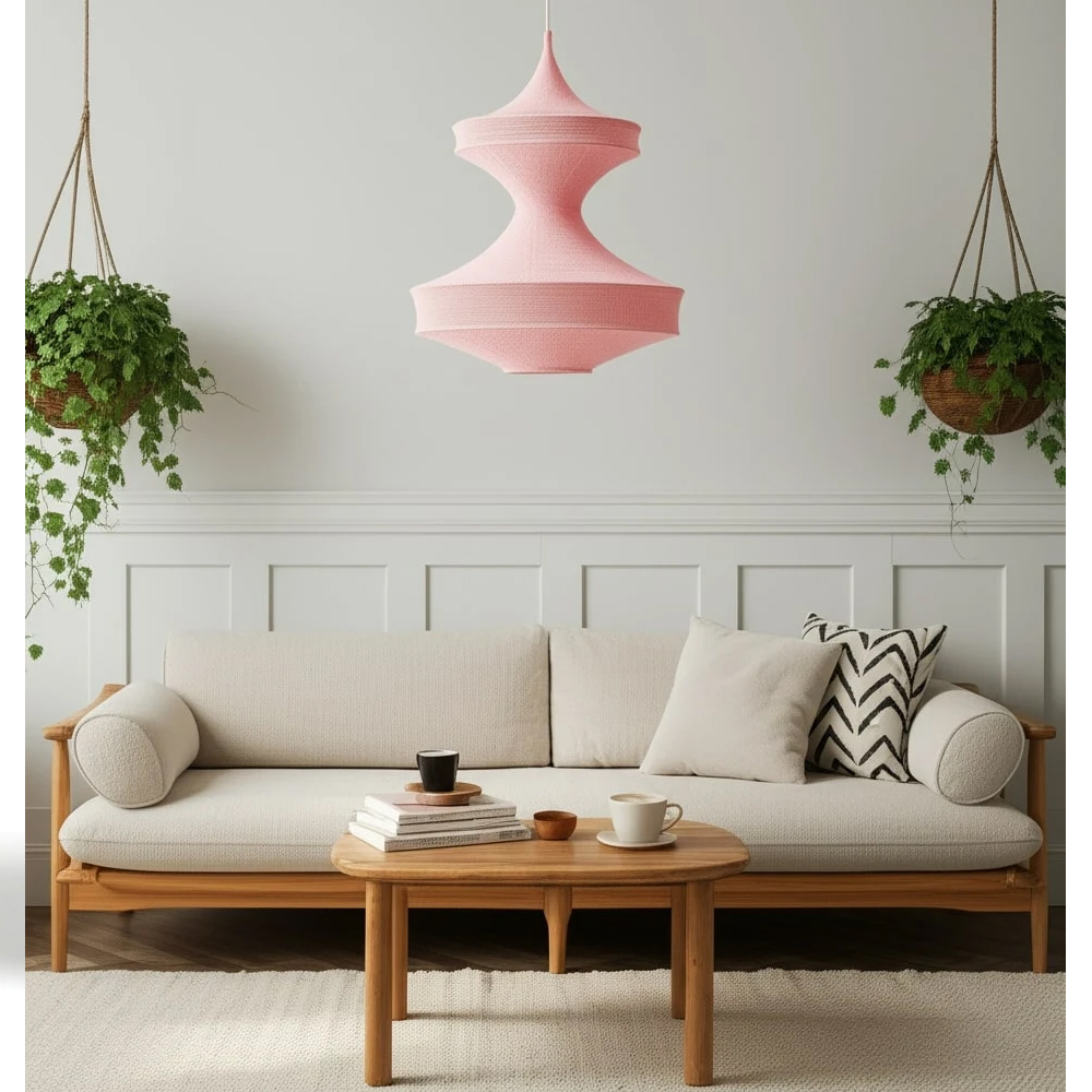 Подвесной вязаный розовый светильник «Моника»