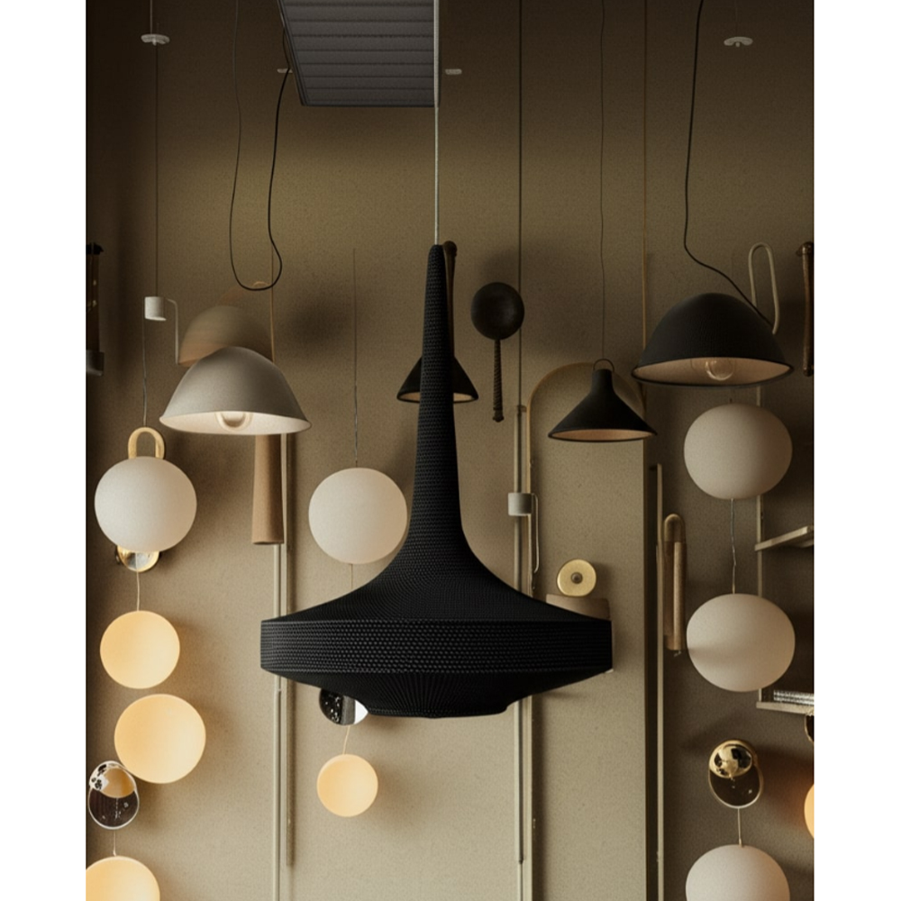 Подвесной вязаный черный светильник «Лампа Марракеша»