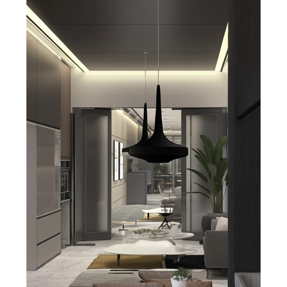 Подвесной вязаный черный светильник «Лампа Марракеша»