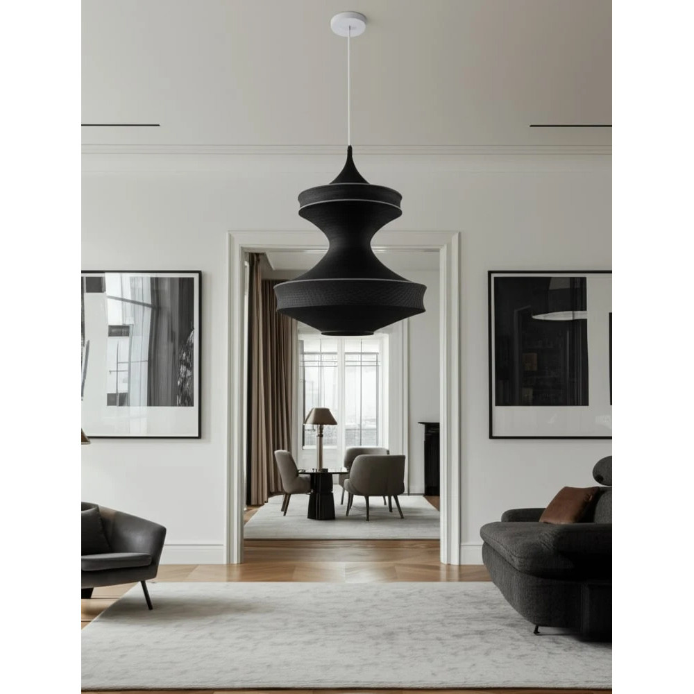 Подвесной вязаный черный светильник «Моника»