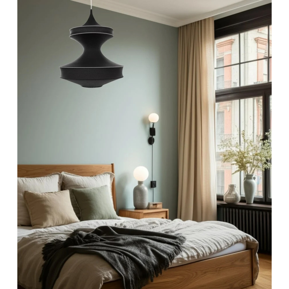 Подвесной вязаный черный светильник «Моника»